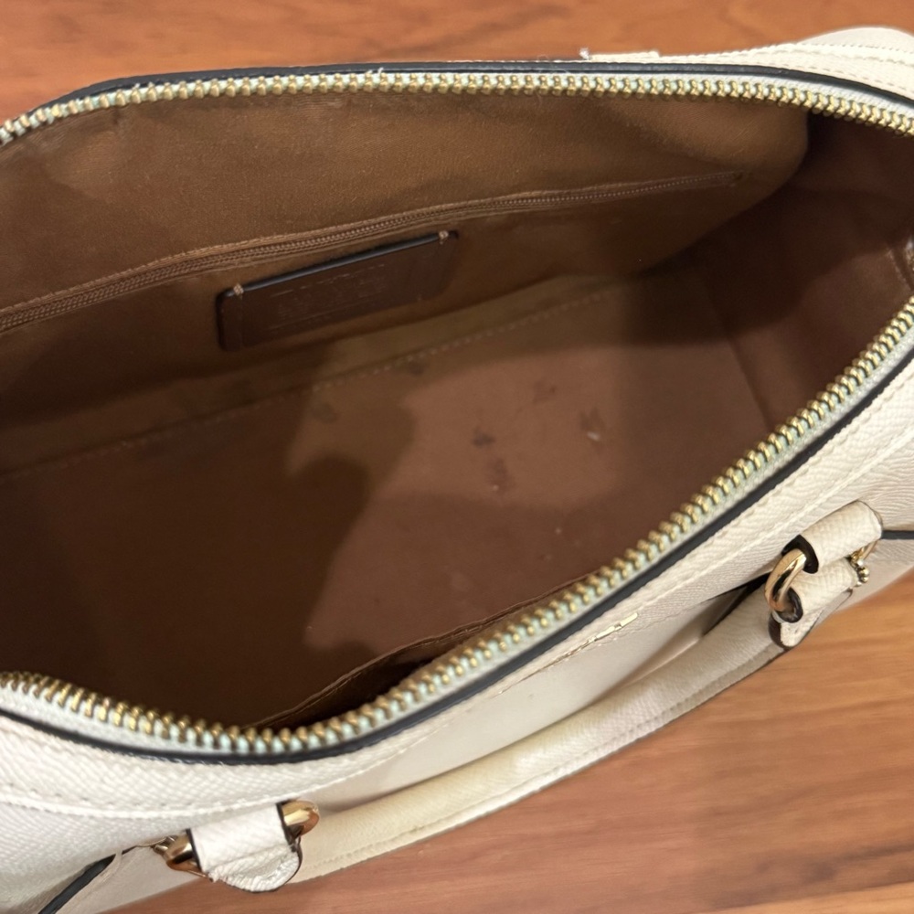 COACH 79946 Rowan Crossgrain Leather Satchel Shoulder Crossbody Bag Chalk / Gold - Picture 5 of 16